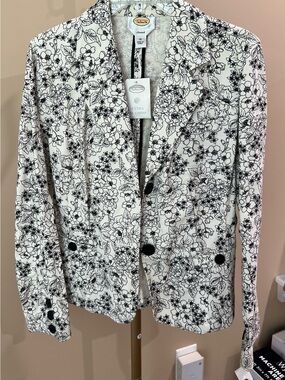 Talbots Black and White Floral Blazer